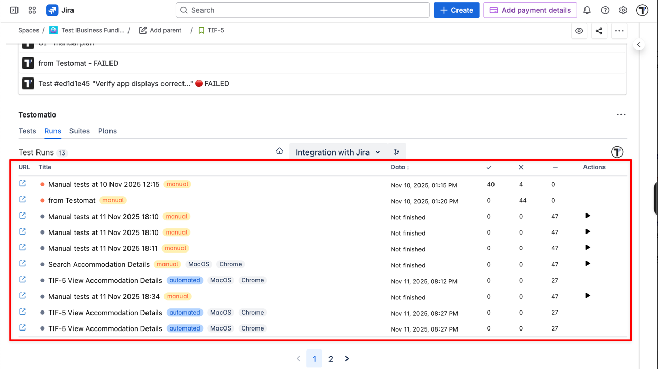 Run general information